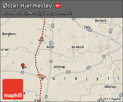 Shaded Relief Map of Øster Hjermeslev