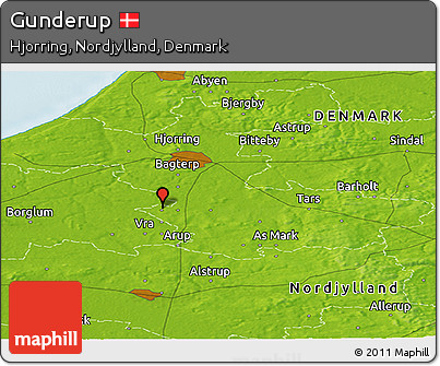 Physical Panoramic Map of Gunderup