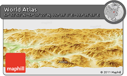 Physical Panoramic Map of the Area around 57° 25' 7" N, 113° 7' 30" E