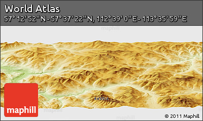 Physical Panoramic Map of the Area around 57° 25' 7" N, 113° 7' 30" E