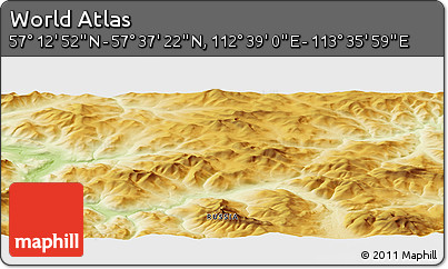 Physical Panoramic Map of the Area around 57° 25' 7" N, 113° 7' 30" E