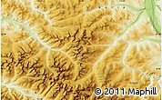 Physical Map of the area around 57° 25' 7" N, 114° 49' 29" E
