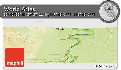Physical Panoramic Map of the Area around 57° 25' 7" N, 117° 13' 29" W