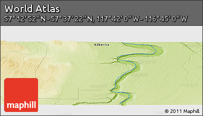 Physical Panoramic Map of the Area around 57° 25' 7" N, 117° 13' 29" W