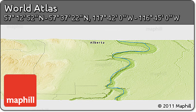 Physical Panoramic Map of the Area around 57° 25' 7" N, 117° 13' 29" W