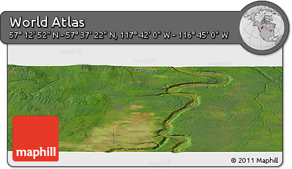 Satellite Panoramic Map of the Area around 57° 25' 7" N, 117° 13' 29" W