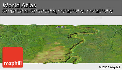 Satellite Panoramic Map of the Area around 57° 25' 7" N, 117° 13' 29" W