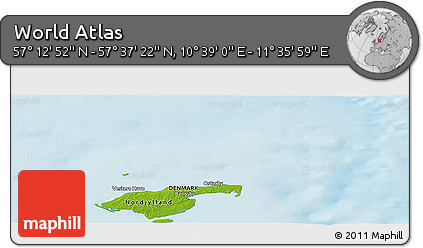 Physical Panoramic Map of the Area around 57° 25' 7" N, 11° 7' 30" E