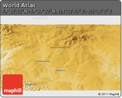 Physical 3D Map of the Area around 57° 25' 7" N, 125° 1' 30" E