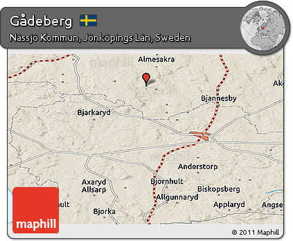 Shaded Relief Panoramic Map of Gådeberg