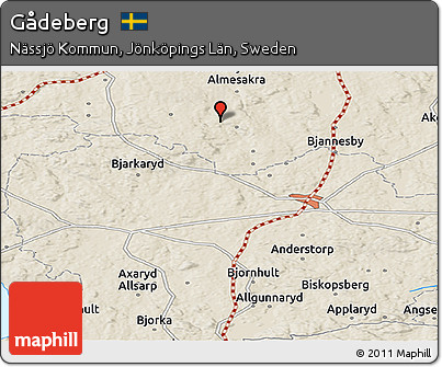 Shaded Relief Panoramic Map of Gådeberg