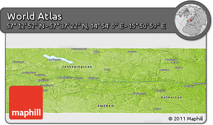Physical Panoramic Map of the Area around 57° 25' 7" N, 15° 22' 30" E