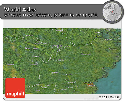 Satellite 3D Map of the Area around 57° 25' 7" N, 16° 13' 30" E