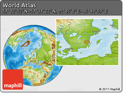Physical Location Map of the Area around 57° 25' 7" N, 16° 13' 30" E