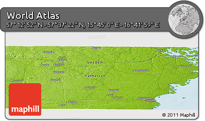Physical Panoramic Map of the Area around 57° 25' 7" N, 16° 13' 30" E