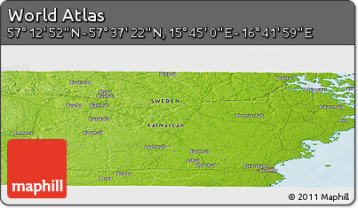 Physical Panoramic Map of the Area around 57° 25' 7" N, 16° 13' 30" E