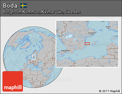 Gray Location Map of Böda, hill shading