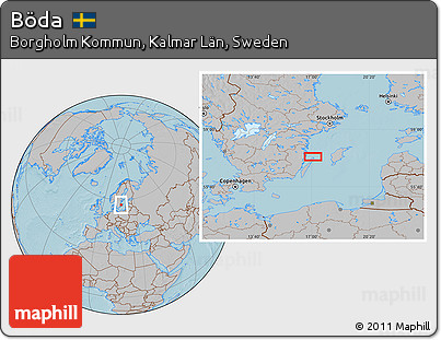 Gray Location Map of Böda, hill shading