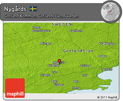 Physical Panoramic Map of Nygårds