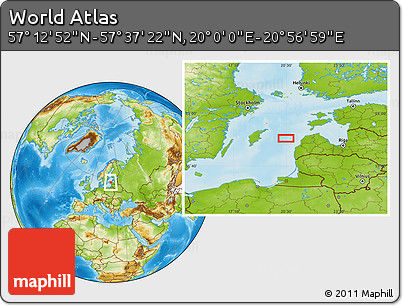 Physical Location Map of the Area around 57° 25' 7" N, 20° 28' 30" E
