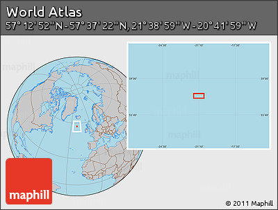 Gray Location Map of the Area around 57° 25' 7" N, 21° 10' 29" W