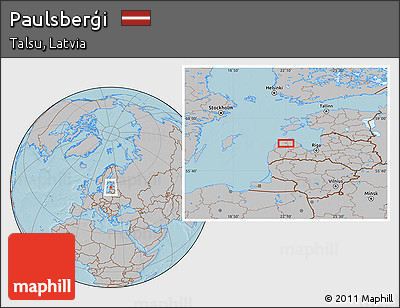 Gray Location Map of Paulsberģi, hill shading