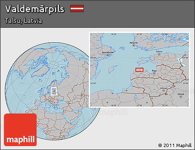 Gray Location Map of Valdemārpils, hill shading