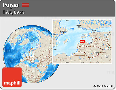 Shaded Relief Location Map of Pūņas