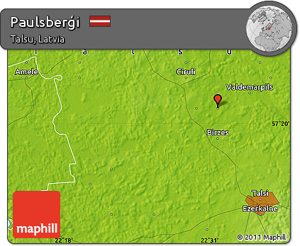 Physical Map of Paulsberģi