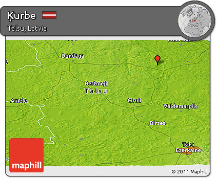 Physical Panoramic Map of Ķurbe