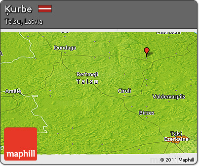 Physical Panoramic Map of Ķurbe