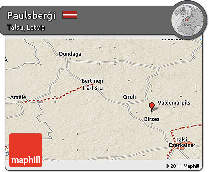 Shaded Relief Panoramic Map of Paulsberģi