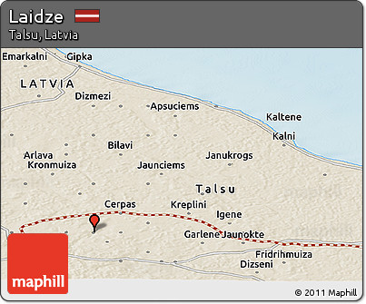Shaded Relief Panoramic Map of Laidze