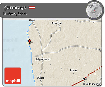 Shaded Relief 3D Map of Ķurmrags