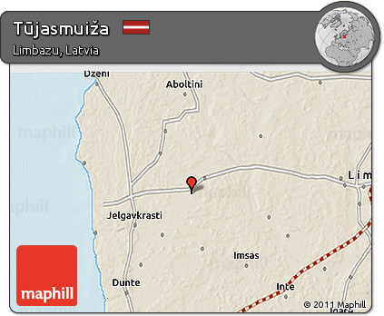 Shaded Relief 3D Map of Tūjasmuiža