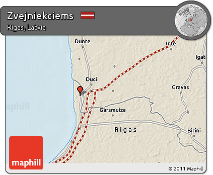 Shaded Relief 3D Map of Zvejniekciems