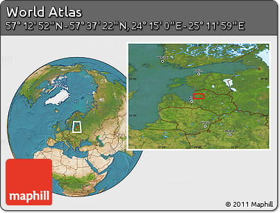 Satellite Location Map of the Area around 57° 25' 7" N, 24° 43' 30" E