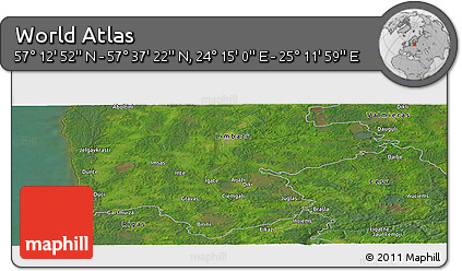 Satellite Panoramic Map of the Area around 57° 25' 7" N, 24° 43' 30" E