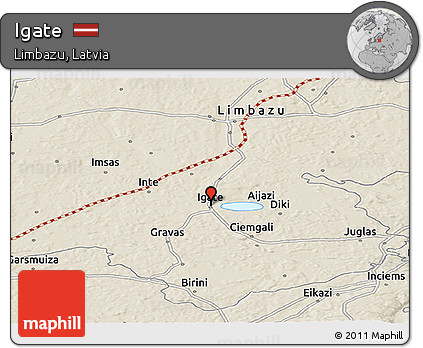 Shaded Relief Panoramic Map of Igate
