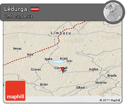 Shaded Relief Panoramic Map of Lēdurga