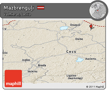 Shaded Relief Panoramic Map of Mazbrenguļi