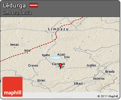 Shaded Relief Panoramic Map of Lēdurga