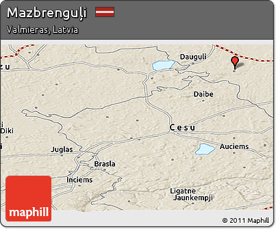 Shaded Relief Panoramic Map of Mazbrenguļi