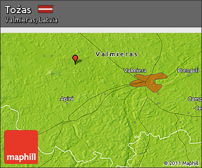 Physical 3D Map of Tožas