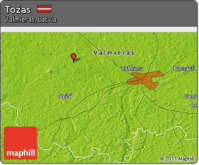 Physical 3D Map of Tožas