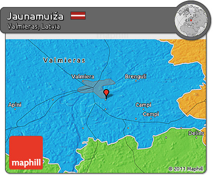 Political 3D Map of Jaunamuiža