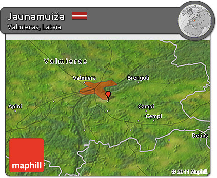 Satellite 3D Map of Jaunamuiža