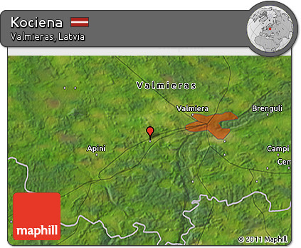 Satellite 3D Map of Kociena