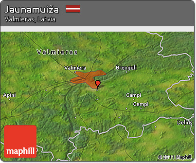 Satellite 3D Map of Jaunamuiža