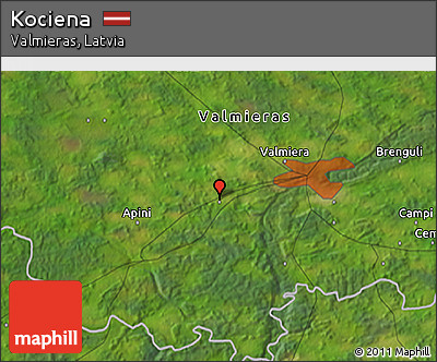 Satellite 3D Map of Kociena